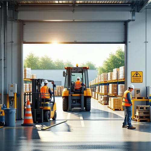 Busy loading dock at a commercial facility in New York City Busy loading dock at a commercial facility in New York City